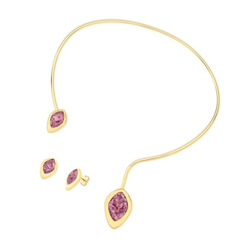 CONJUNTO FOLHEADO A OURO