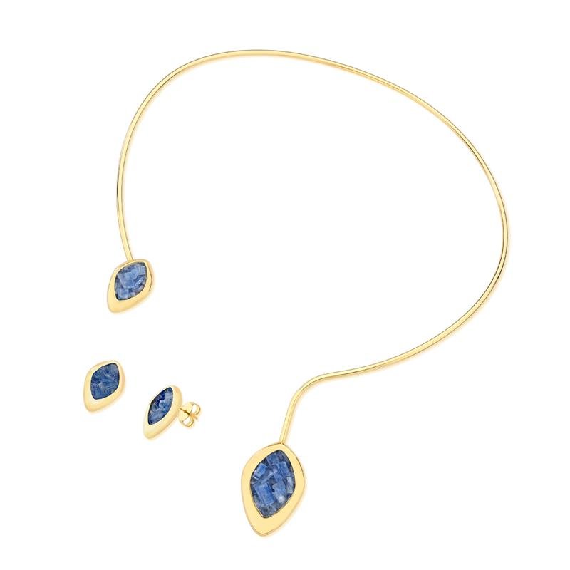 CONJUNTO FOLHEADO A OURO