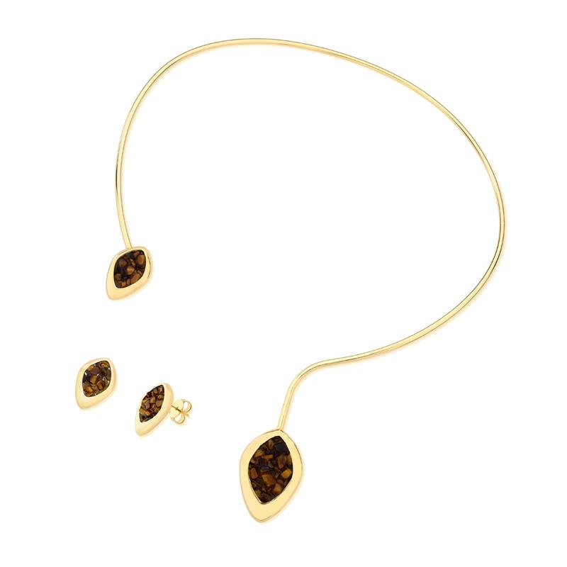 CONJUNTO FOLHEADO A OURO