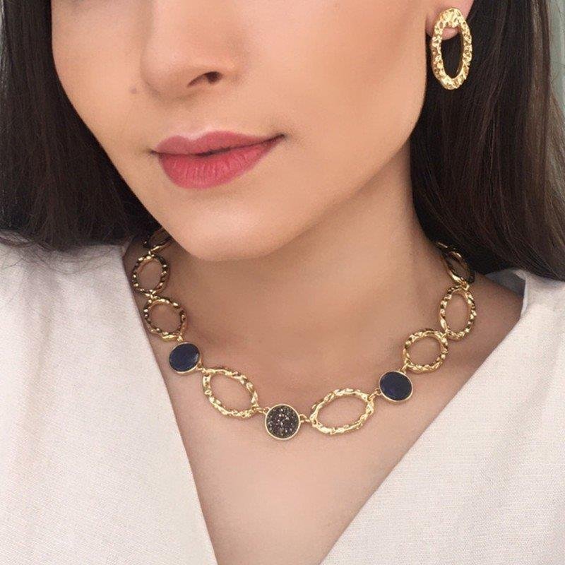 CONJUNTO FOLHEADO A OURO