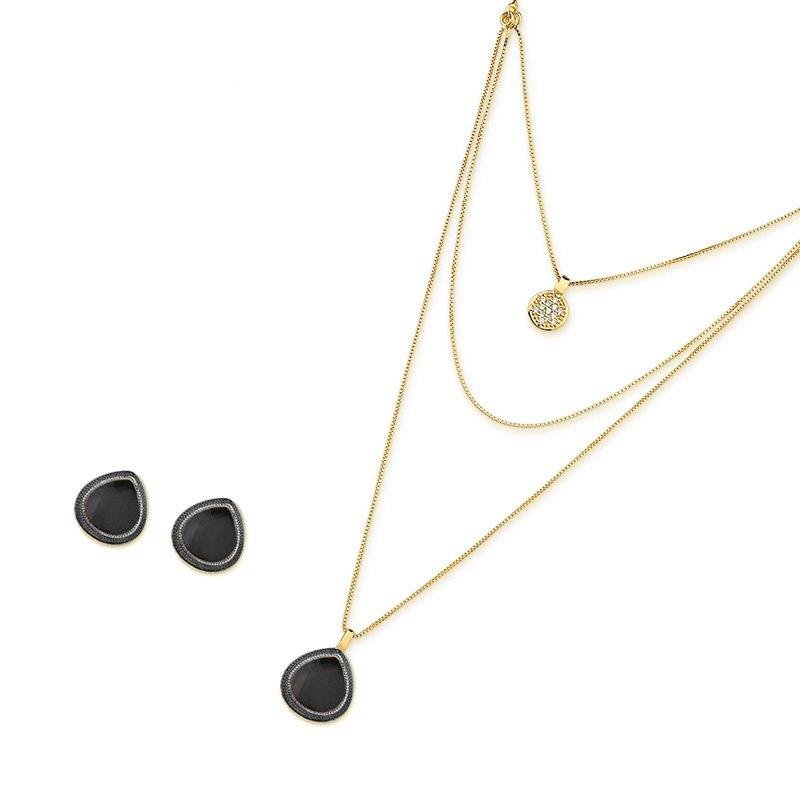 CONJUNTO FOLHEADO A OURO E RÓDIO NEGRO