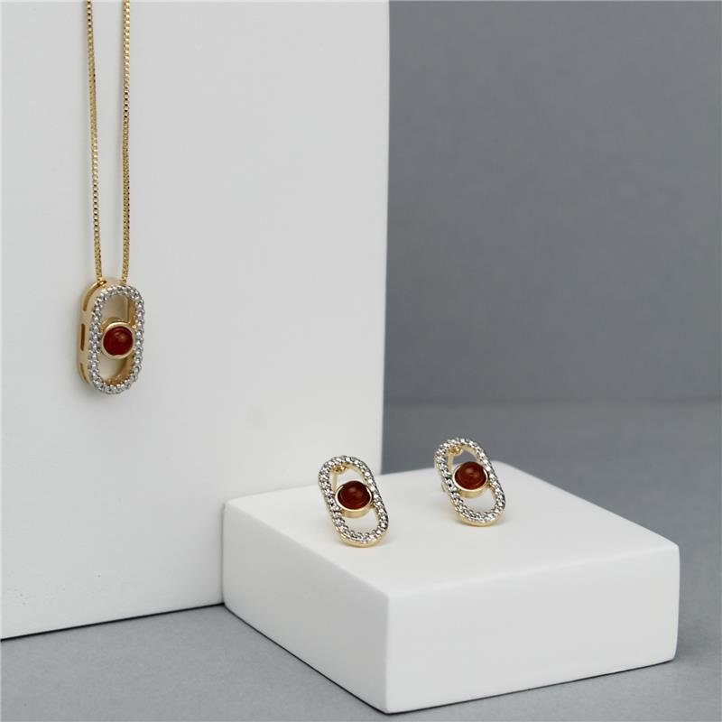 CONJUNTO FOLHEADO A OURO E RÓDIO BRANCO