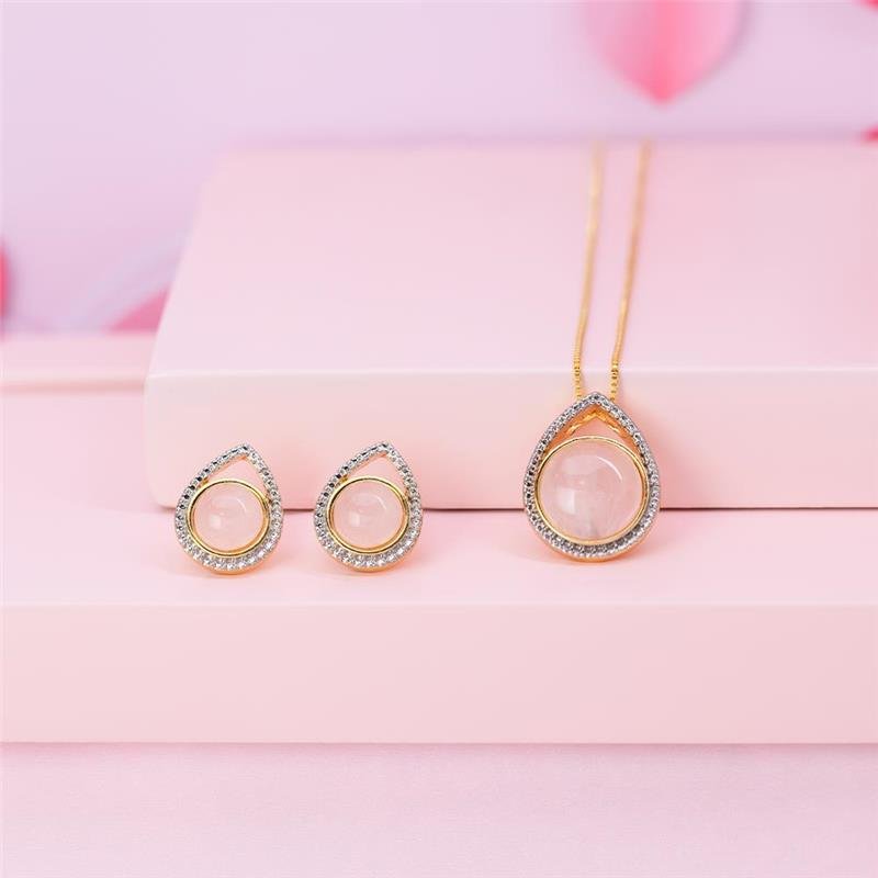 CONJUNTO FOLHEADO A OURO E RÓDIO BRANCO