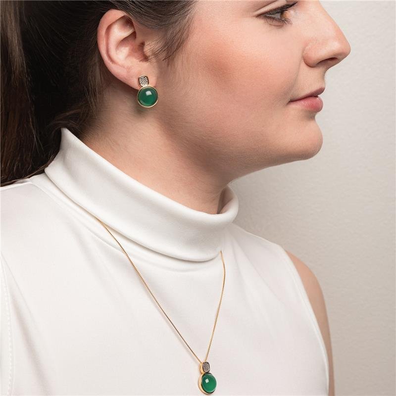CONJUNTO FOLHEADO A OURO E RÓDIO BRANCO