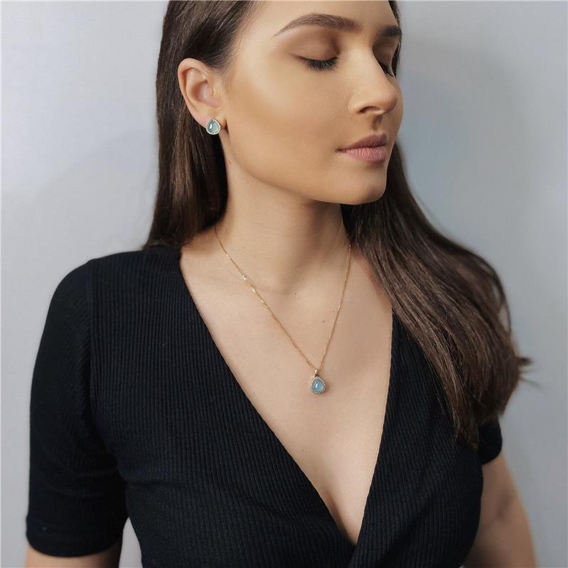 CONJUNTO FOLHEADO A OURO E RÓDIO BRANCO