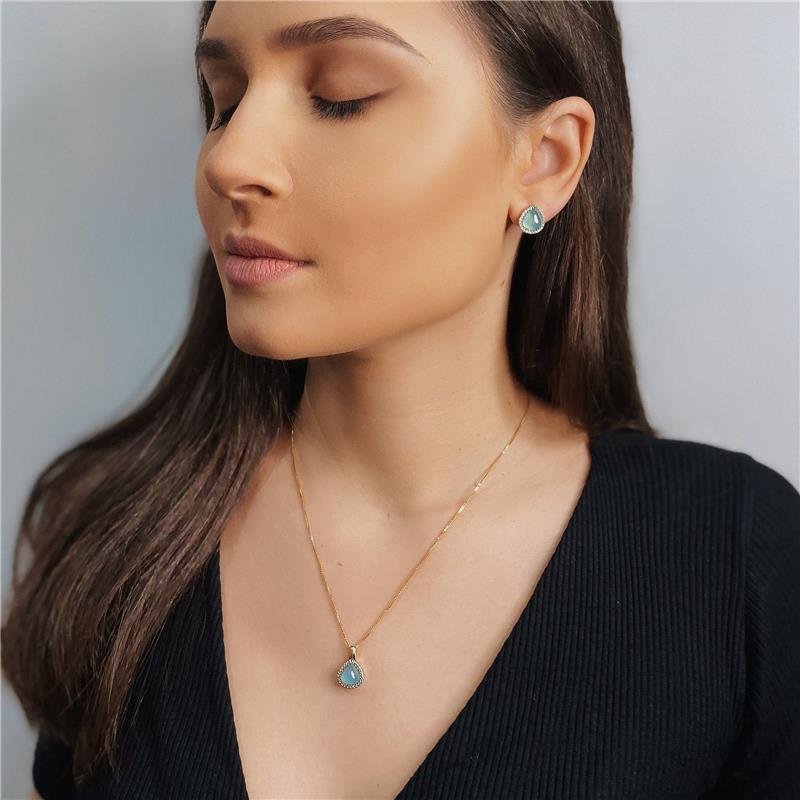 CONJUNTO FOLHEADO A OURO E RÓDIO BRANCO