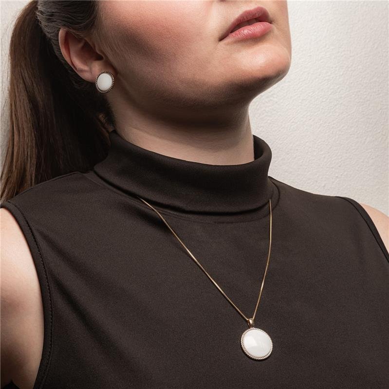 CONJUNTO FOLHEADO A OURO E RÓDIO BRANCO