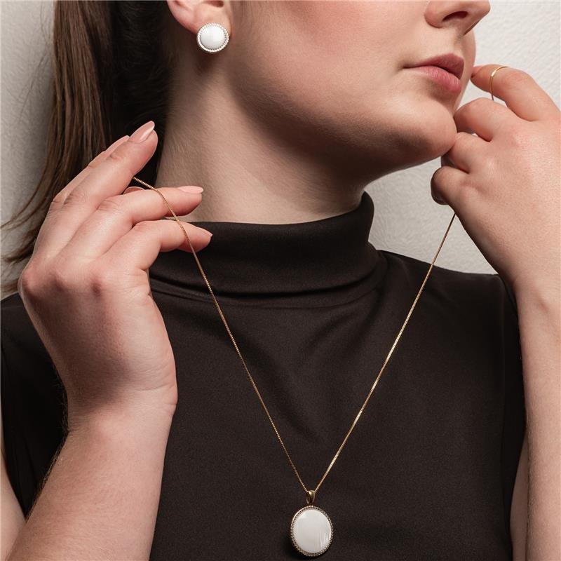 CONJUNTO FOLHEADO A OURO E RÓDIO BRANCO
