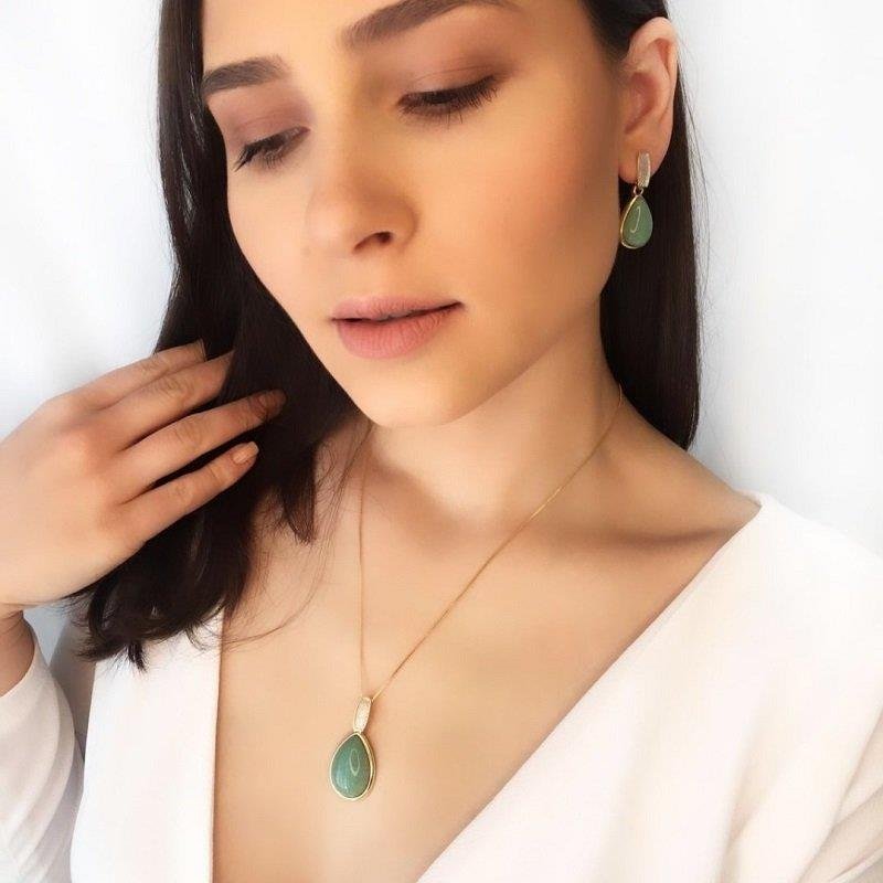CONJUNTO FOLHEADO A OURO E RÓDIO BRANCO