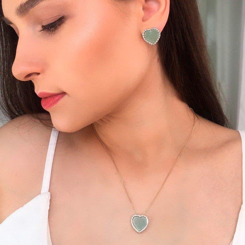 CONJUNTO FOLHEADO A OURO E RÓDIO BRANCO