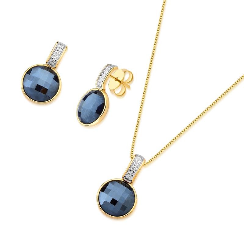 CONJUNTO FOLHEADO A OURO E RÓDIO BRANCO