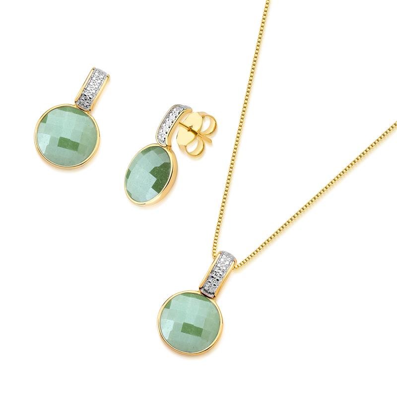 CONJUNTO FOLHEADO A OURO E RÓDIO BRANCO