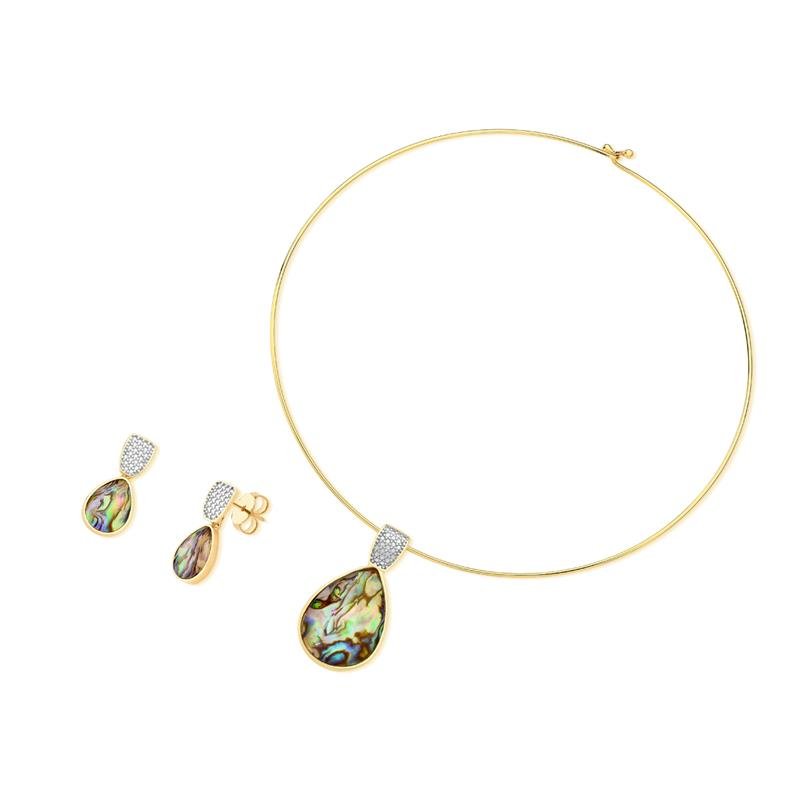 CONJUNTO FOLHEADO A OURO E RÓDIO BRANCO