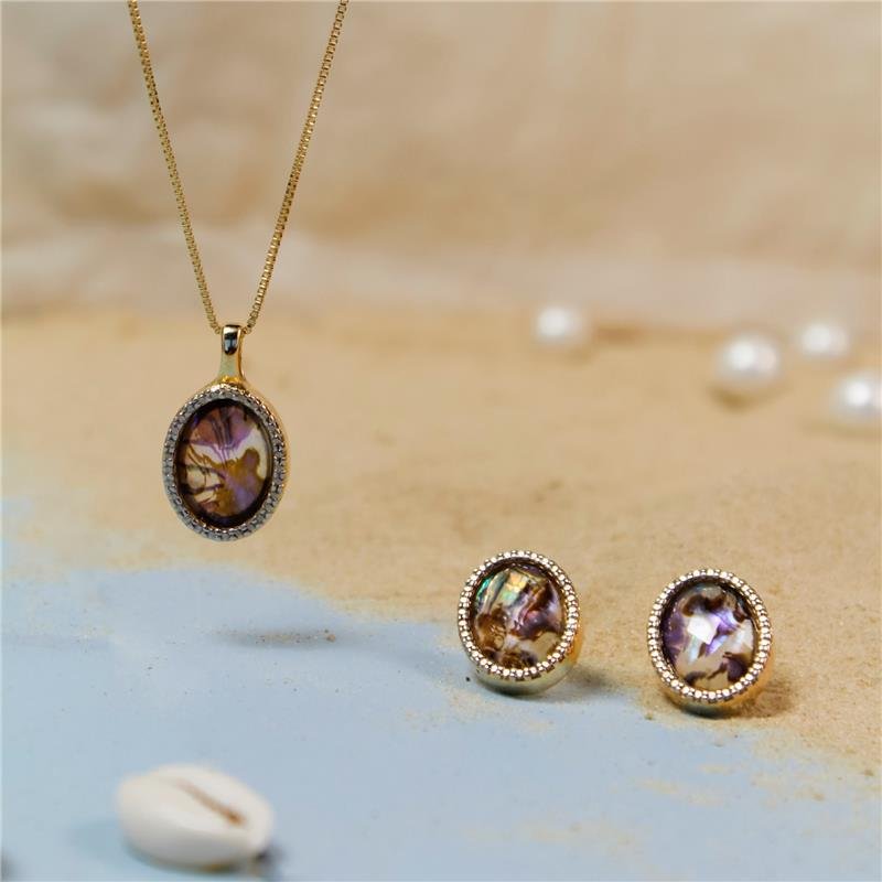 CONJUNTO FOLHEADO A OURO E RÓDIO BRANCO