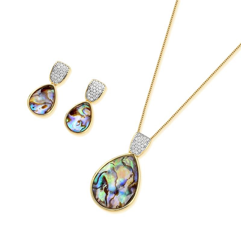 CONJUNTO FOLHEADO A OURO E RÓDIO BRANCO