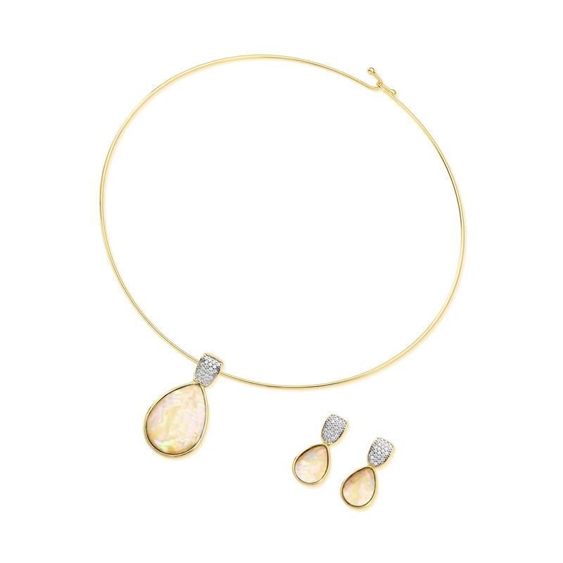 CONJUNTO FOLHEADO A OURO E RÓDIO BRANCO