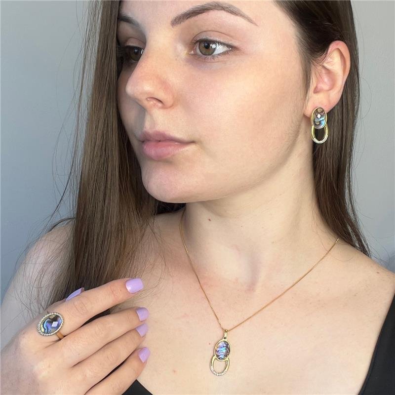 CONJUNTO FOLHEADO A OURO E RÓDIO BRANCO
