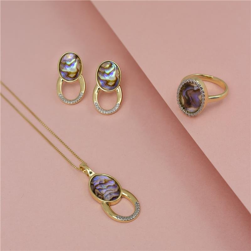 CONJUNTO FOLHEADO A OURO E RÓDIO BRANCO