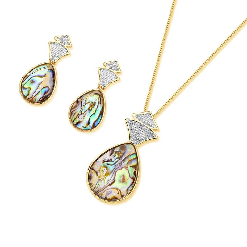CONJUNTO FOLHEADO A OURO E RÓDIO BRANCO
