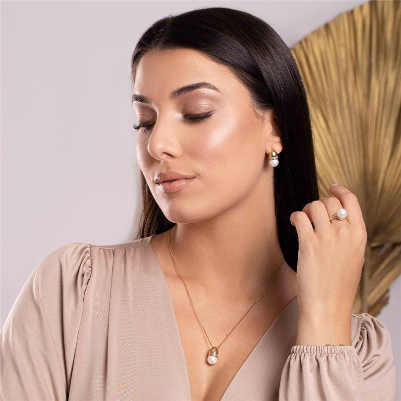 CONJUNTO FOLHEADO A OURO E RÓDIO BRANCO