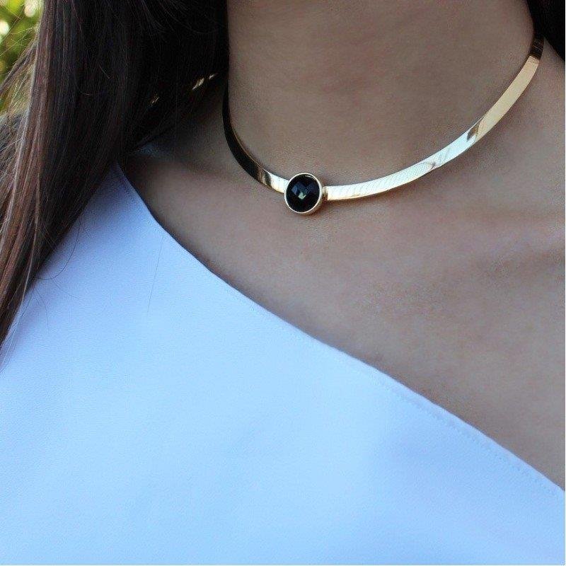 CHOKER FOLHEADO A OURO