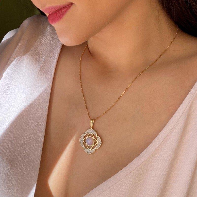 PINGENTE FOLHEADO A OURO E RÓDIO BRANCO