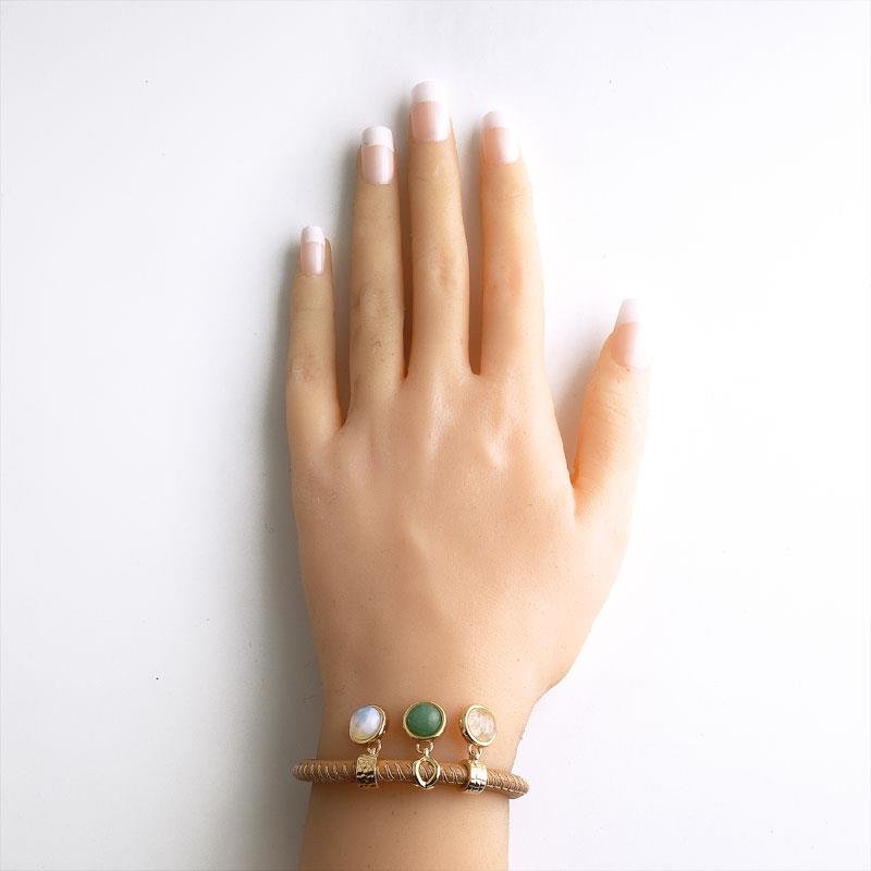 PULSEIRA DE COURO CARAMELO FOLHEADO A OURO