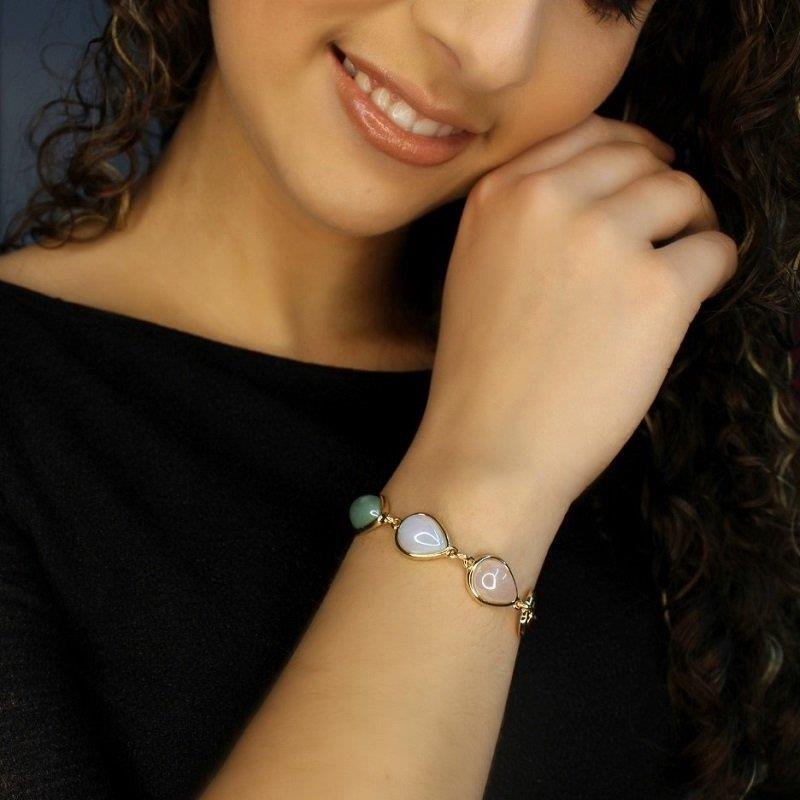 PULSEIRA FOLHEADO A OURO COM EFEITO PEROLADO
