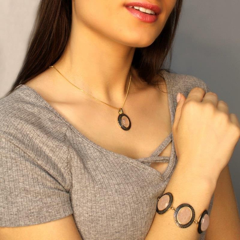 PULSEIRA FOLHEADO A OURO E RÓDIO NEGRO