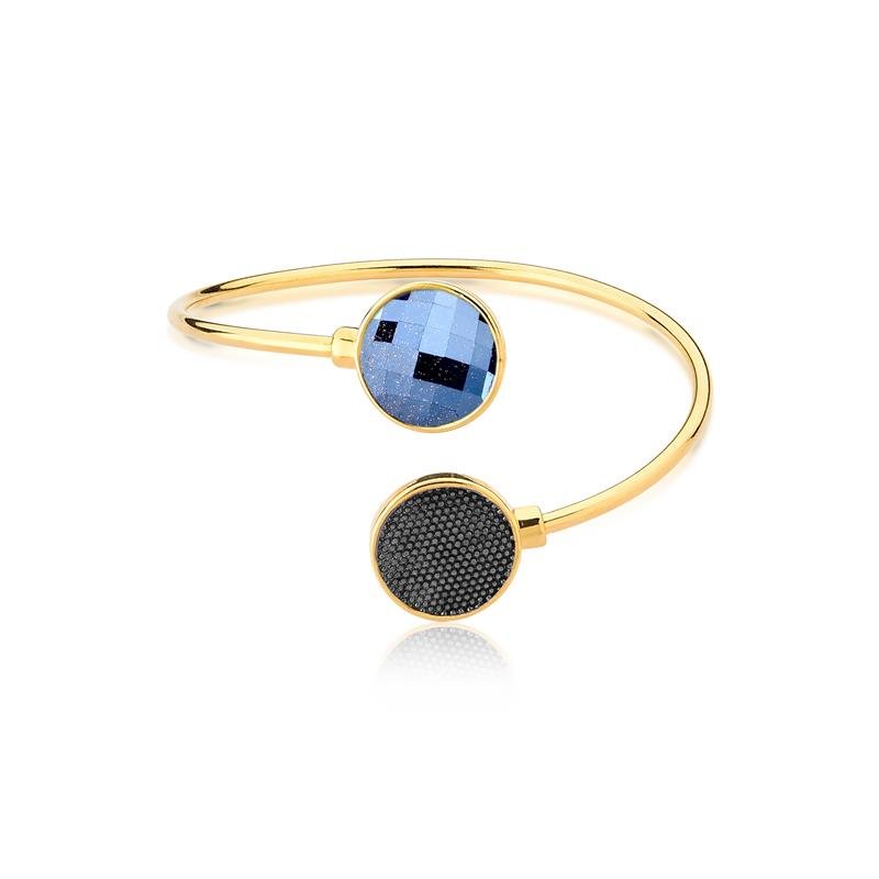PULSEIRA FOLHEADO A OURO E RÓDIO NEGRO
