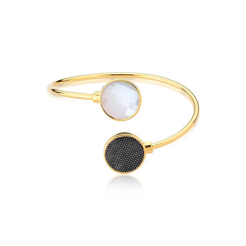 PULSEIRA FOLHEADO A OURO E RÓDIO NEGRO