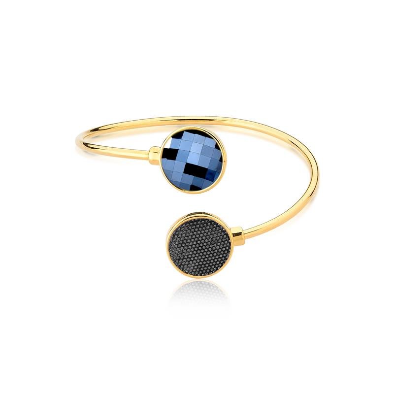 PULSEIRA FOLHEADO A OURO E RÓDIO NEGRO