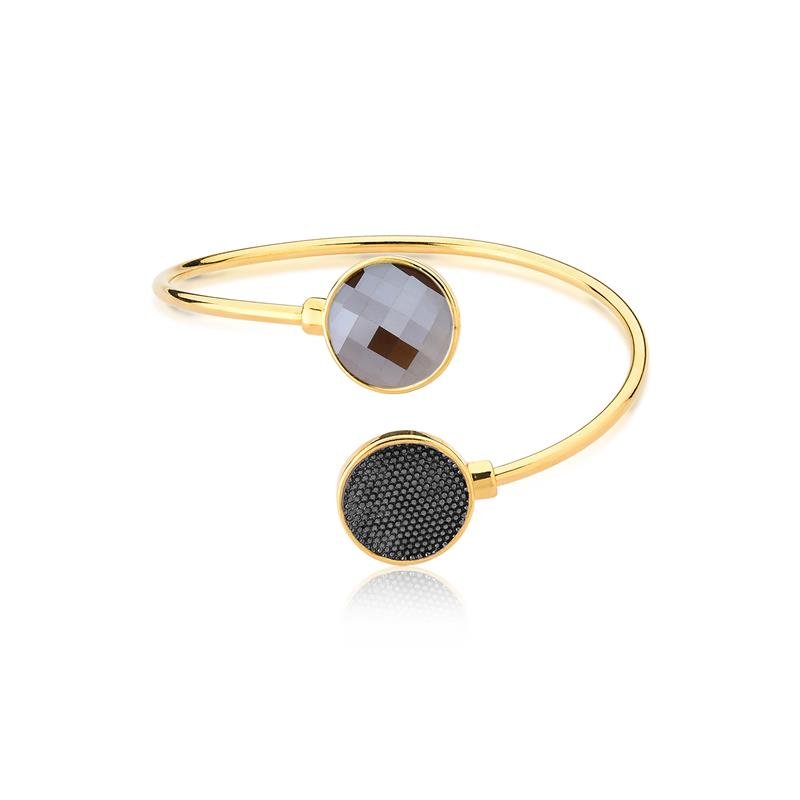 PULSEIRA FOLHEADO A OURO E RÓDIO NEGRO