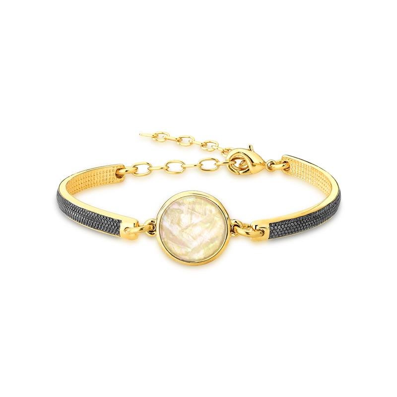 PULSEIRA FOLHEADO A OURO E RÓDIO NEGRO