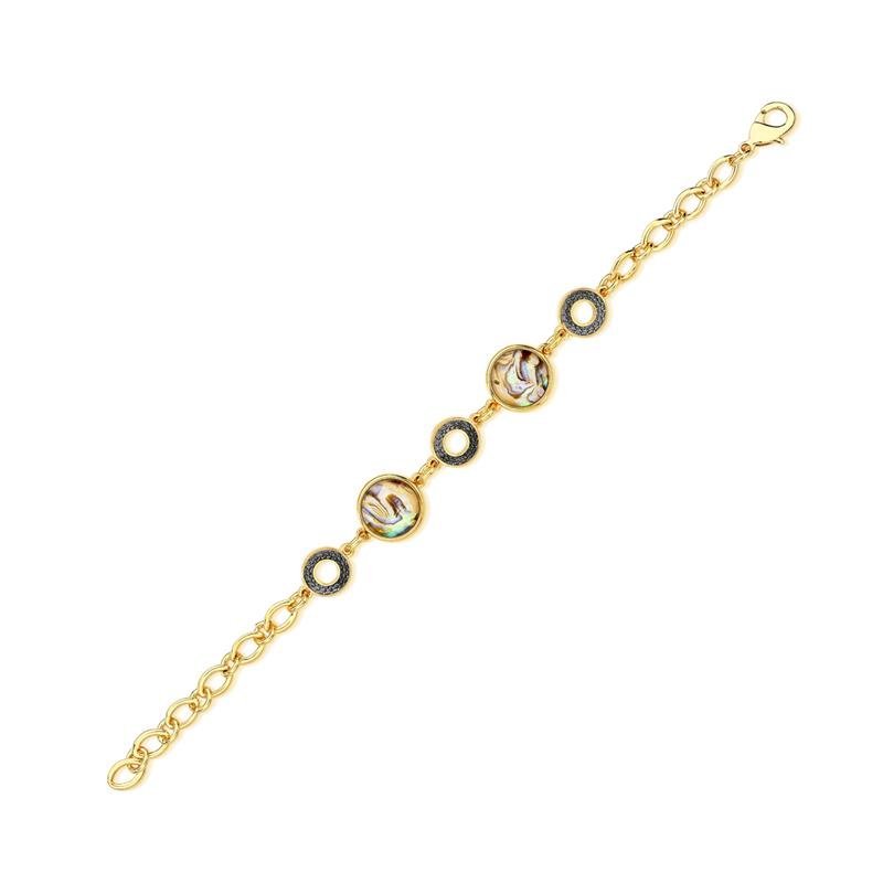 PULSEIRA FOLHEADO A OURO E RÓDIO NEGRO