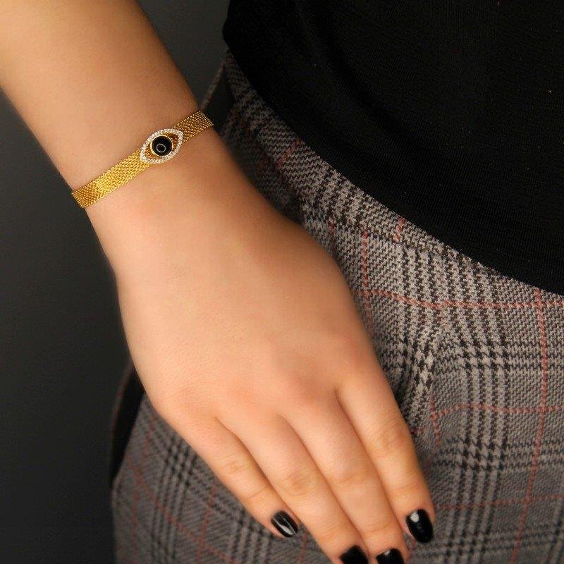 PULSEIRA FOLHEADO A OURO E RÓDIO BRANCO