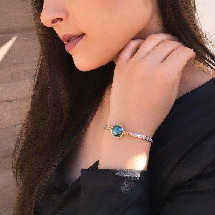 PULSEIRA FOLHEADO A OURO E RÓDIO BRANCO COM EFEITO PEROLADO