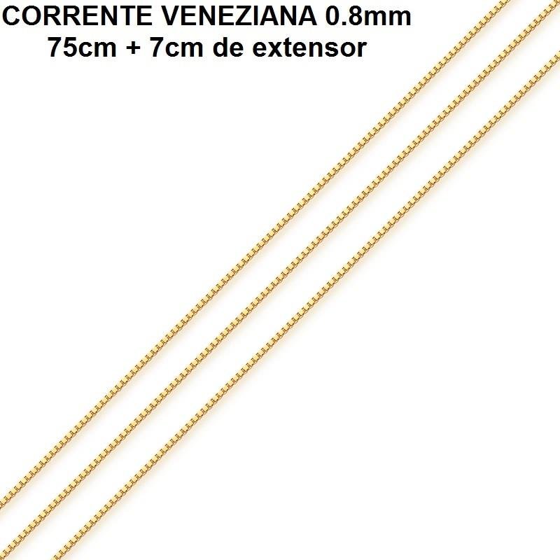 CORRENTE FOLHEADO A OURO VENEZIANA 0.8 (75 CM + 7 CM EXTENSOR)