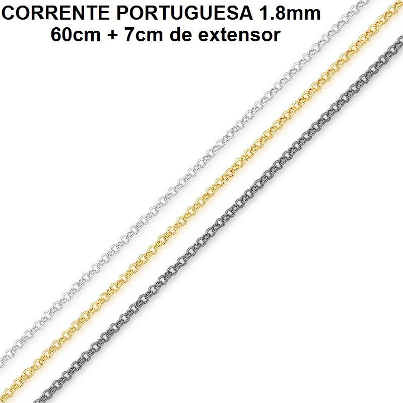 CORRENTE FOLHEADA A OURO PORTUGUESA 1.8 (60CM + 7CM EXTENSOR)