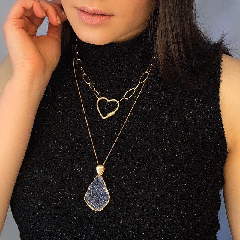 CORRENTE/CHOKERS FOLHEADO A OURO