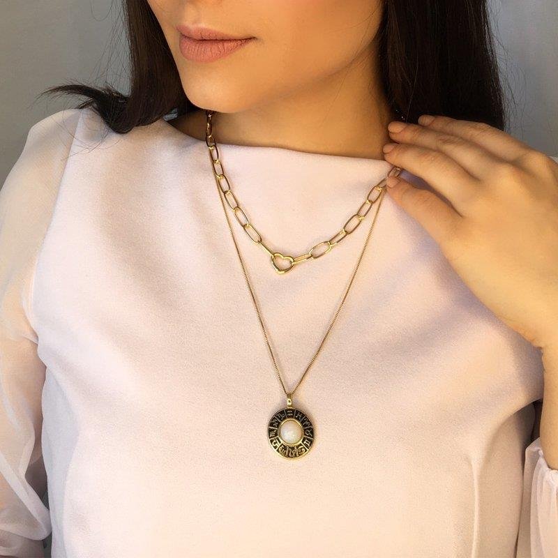 CORRENTE/CHOKERS FOLHEADO A OURO