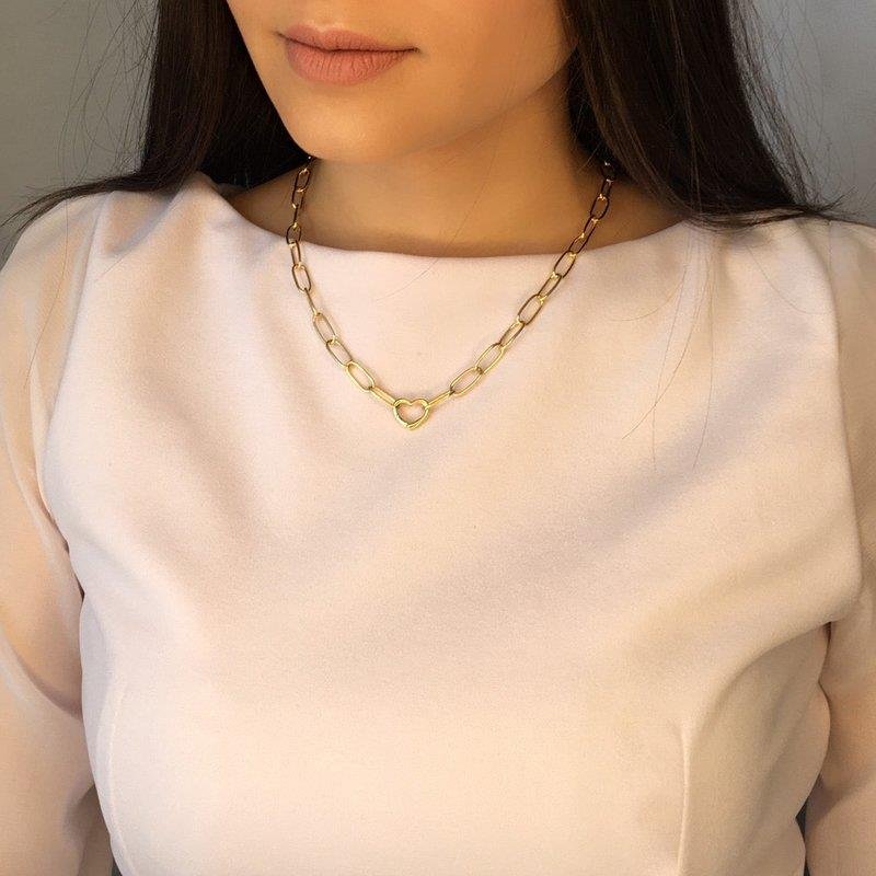 CORRENTE/CHOKERS FOLHEADO A OURO