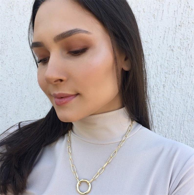 CORRENTE/CHOKERS FOLHEADO A OURO
