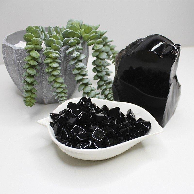 KIT DE PEDRAS NATURAIS POLIDAS DE 250G- OBSIDIANA NEGRA