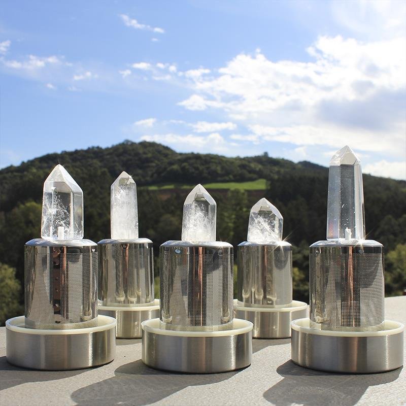 GARRAFA DE VIDRO PARA INFUSÃO BOAS VIBRAÇÕES - CRISTAL DE ROCHA