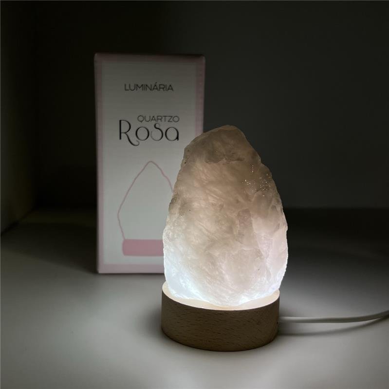 LUMINÁRIA PEQUENA LUZ BRANCA - QUARTZO ROSA