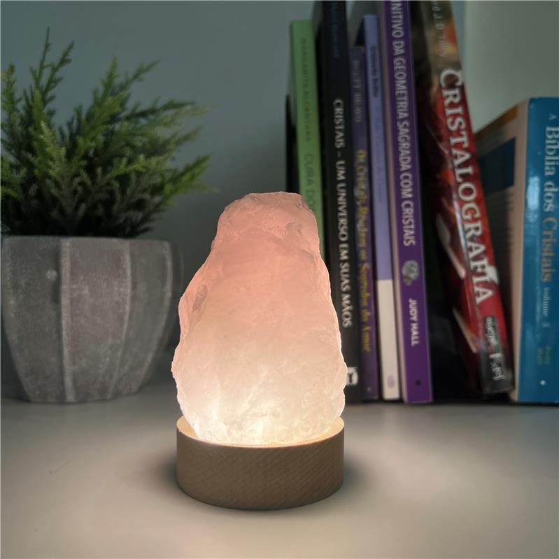 LUMINÁRIA PEQUENA LUZ BRANCA - QUARTZO ROSA