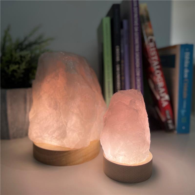 LUMINÁRIA PEQUENA LUZ BRANCA - QUARTZO ROSA