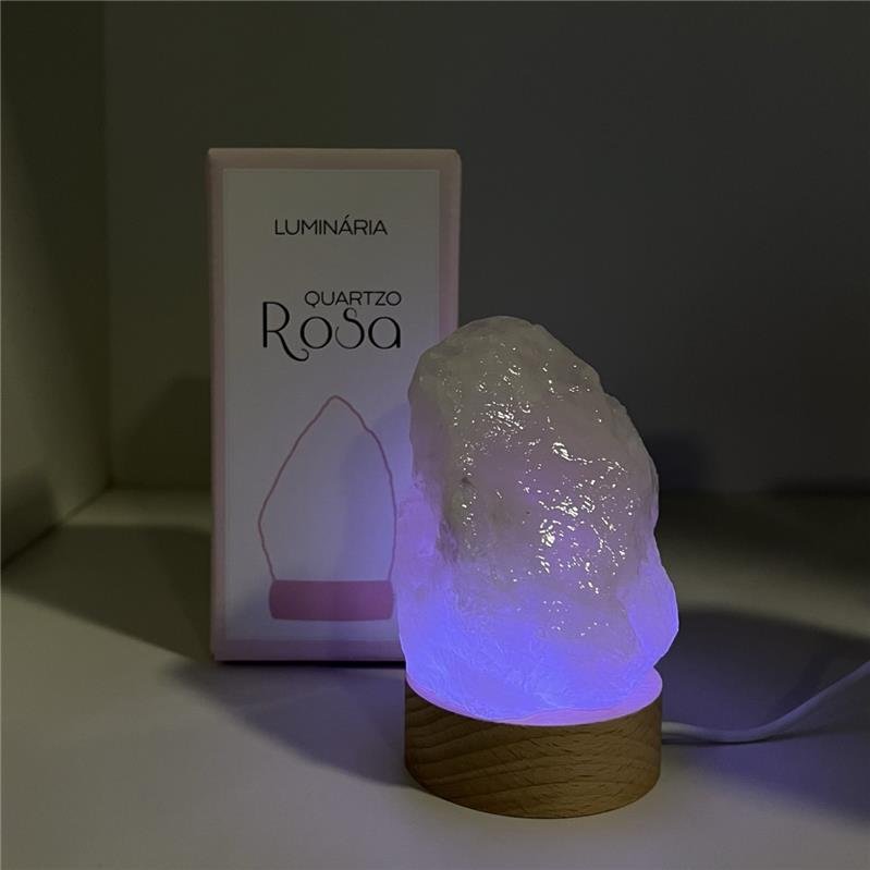 LUMINÁRIA PEQUENA LUZ COLORIDA - QUARTZO ROSA