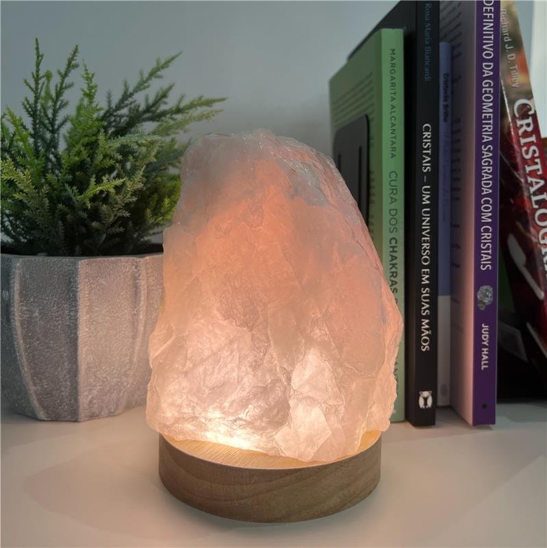LUMINÁRIA GRANDE LUZ BRANCA - QUARTZO ROSA